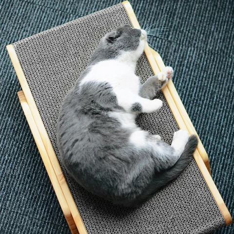 Cat Scratching Ramp Natural Wood Base Play and Relaxation - Image 6