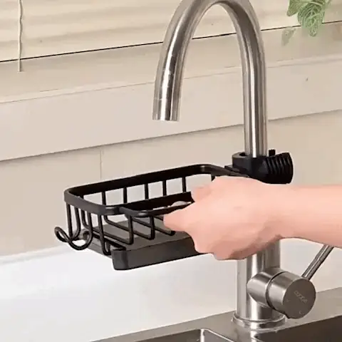 Kitchen Sink Basket Organizer Black Metal Storage Caddy Soap - Image 8